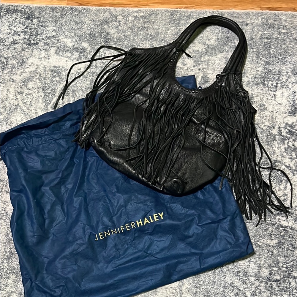 Black Fringe Shoulder Bag with Bohemian Flair